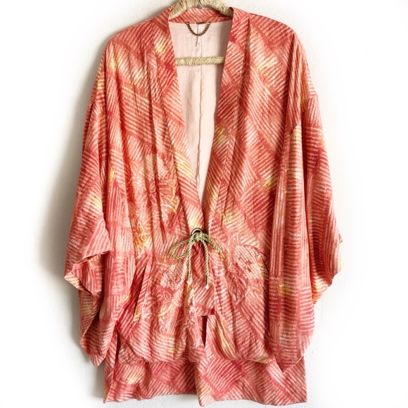 Free People Sweaters - Free People Shibori Print Kimono Coral Orange Red